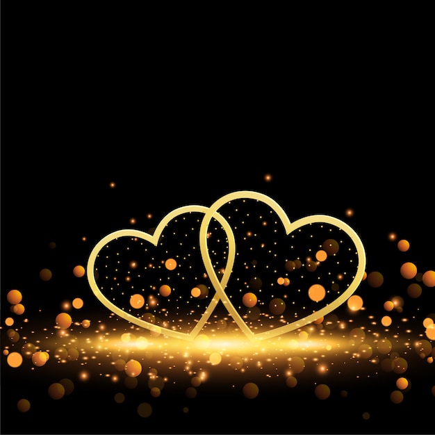 Beautiful golden hearts on sparkles background Vector | Free Download