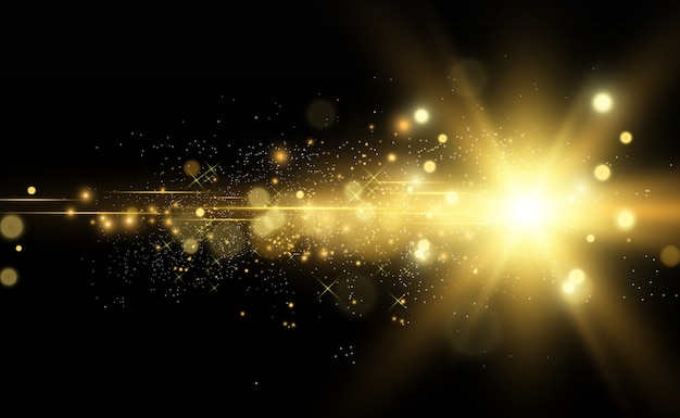 金粉とキラキラと半透明の背景の星の美しい黄金ベクトルイラスト プレミアムベクター