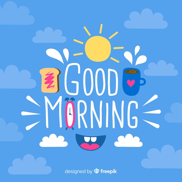 Free Vector Beautiful Good Morning Lettering Background