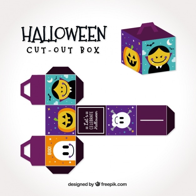 Premium Vector | Beautiful halloween box with creepy characters