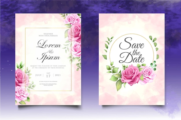 Premium Vector | Beautiful hand drawing floral wedding invitation template