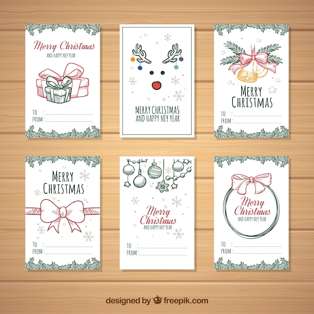 Free Vector | Beautiful hand drawn christmas cards