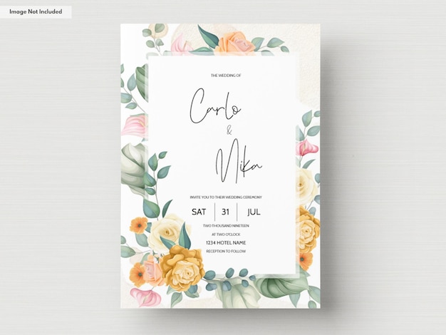 Premium Vector | Beautiful hand drawn floral wedding invitation card ...