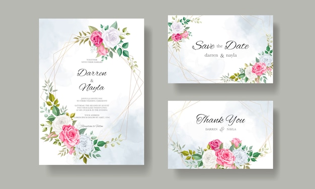 Premium Vector | Beautiful hand drawn floral wedding invitation ...