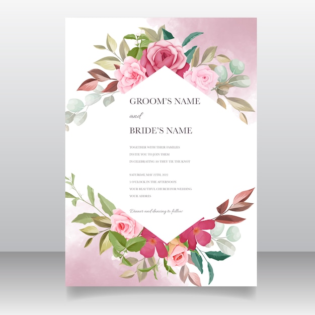 Premium Vector | Beautiful hand drawn wedding card template with ...