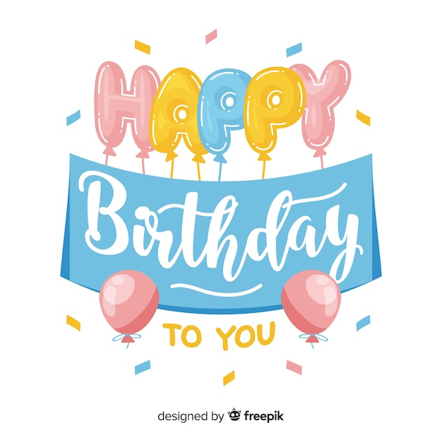 Beautiful happy birthday lettering | Free Vector