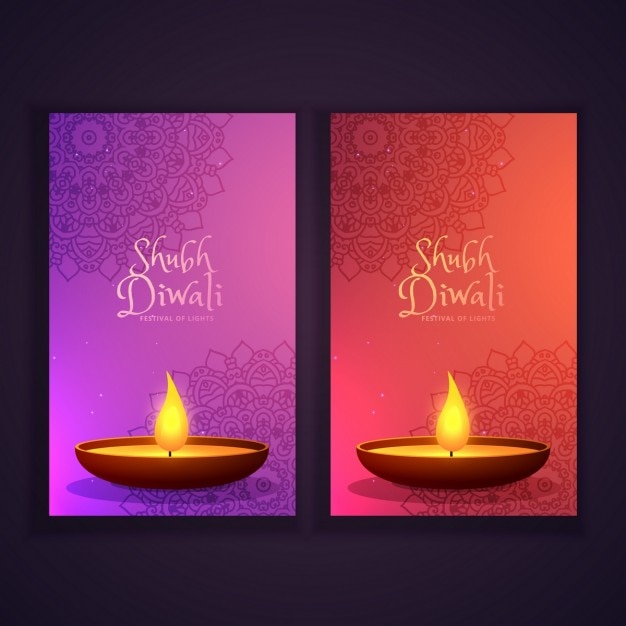 beautiful happy diwali banners with\
mandalas