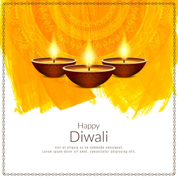 Free Vector | Beautiful happy diwali festival yellow background