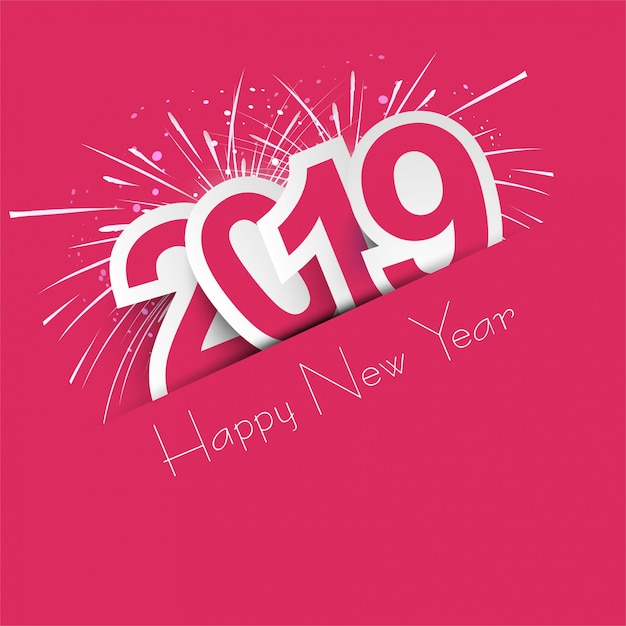 Beautiful Happy New Year 2019 text background Free Vector