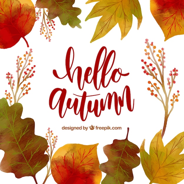 Beautiful Hello Autumn Background Vector Free Download