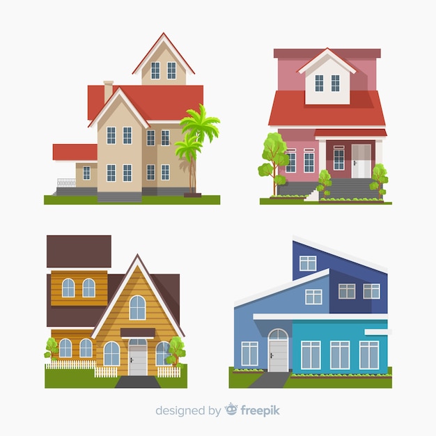 Beautiful houses set | Free Vector