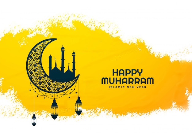 Free Vector | Beautiful islamic happy muharram background