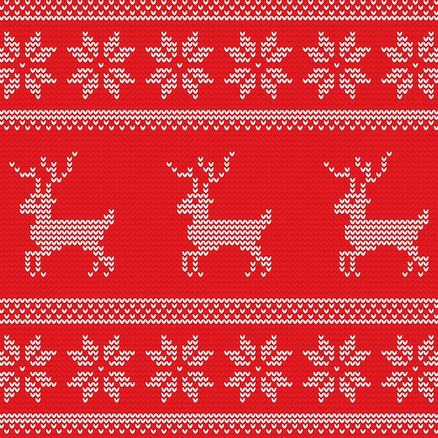 Beautiful knitted christmas pattern Vector Free Download