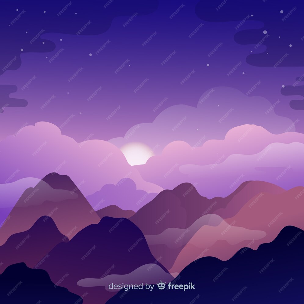 Free Vector | Beautiful landscape with purple sky