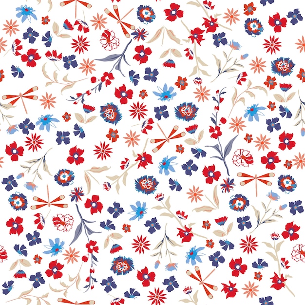 Premium Vector | Beautiful liberty seamless floral pattern