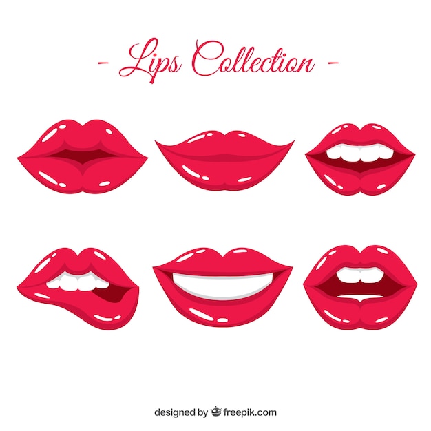 Beautiful Lips Set Free Vector