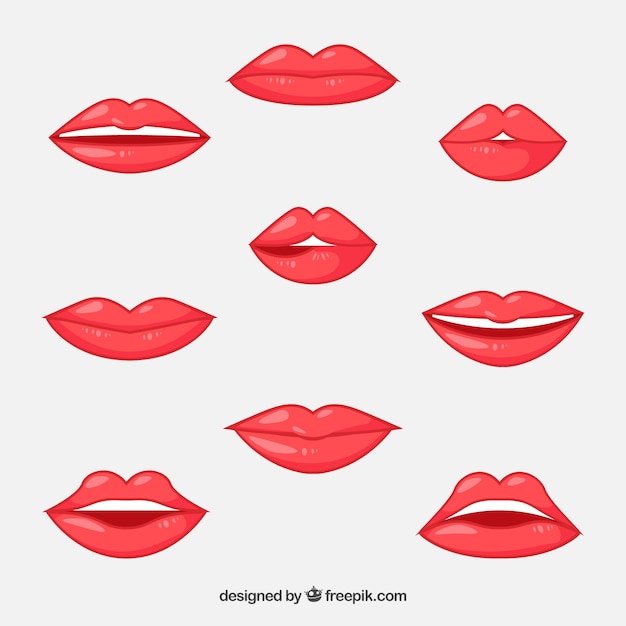 Free Vector | Beautiful lips set