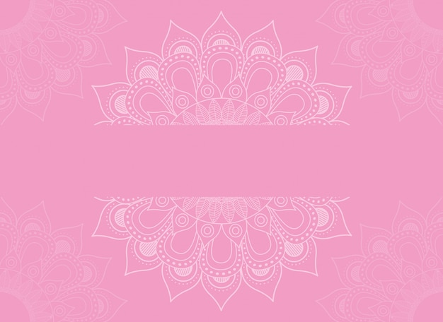 Beautiful mandala with pink color background Premium Vector