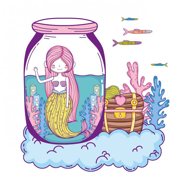 Download Free Beautiful Mermaid In Mason Jar With Treasure Chest Premium Vector Use our free logo maker to create a logo and build your brand. Put your logo on business cards, promotional products, or your website for brand visibility.