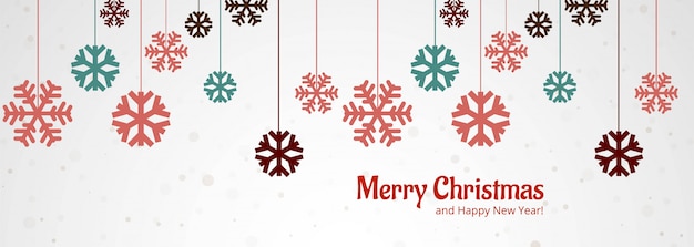 Free Vector Beautiful Merry Christmas Snowflake Banner Design Vector