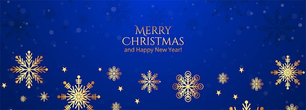 Free Vector | Beautiful merry christmas snowflakes on blue banner