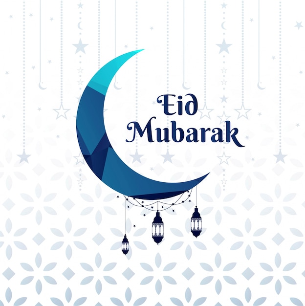 Premium Vector | Beautiful moon eid mubarak background