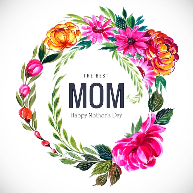 Beautiful mothers day greeting card flowers frame | Free Vector