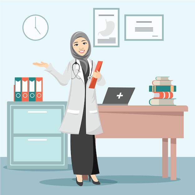 Download Beautiful muslim female doctor | Premium Vector