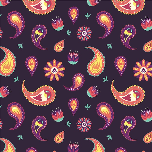 Beautiful paisley pattern with colorful elements Premium Vector