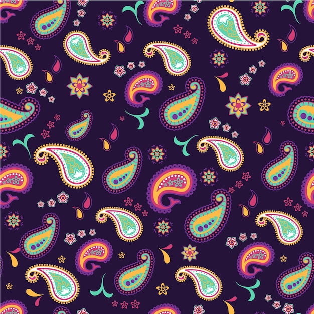 Beautiful paisley pattern with colourful elements Premium Vector