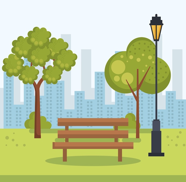 Premium Vector | Beautiful park landscape scene