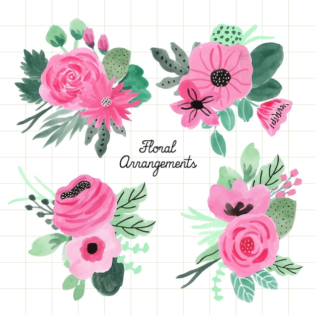 Premium Vector | Beautiful pink floral arrangements
