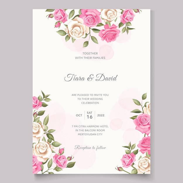 Premium Vector | Beautiful pink floral wedding invitation card