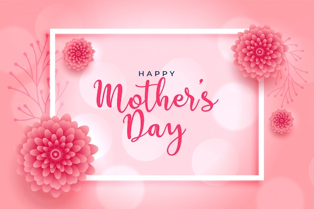 Free Vector | Beautiful pink flower mothers day wishes card