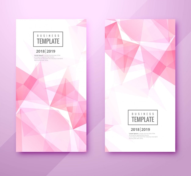 Beautiful polygon business template set design Free Vector