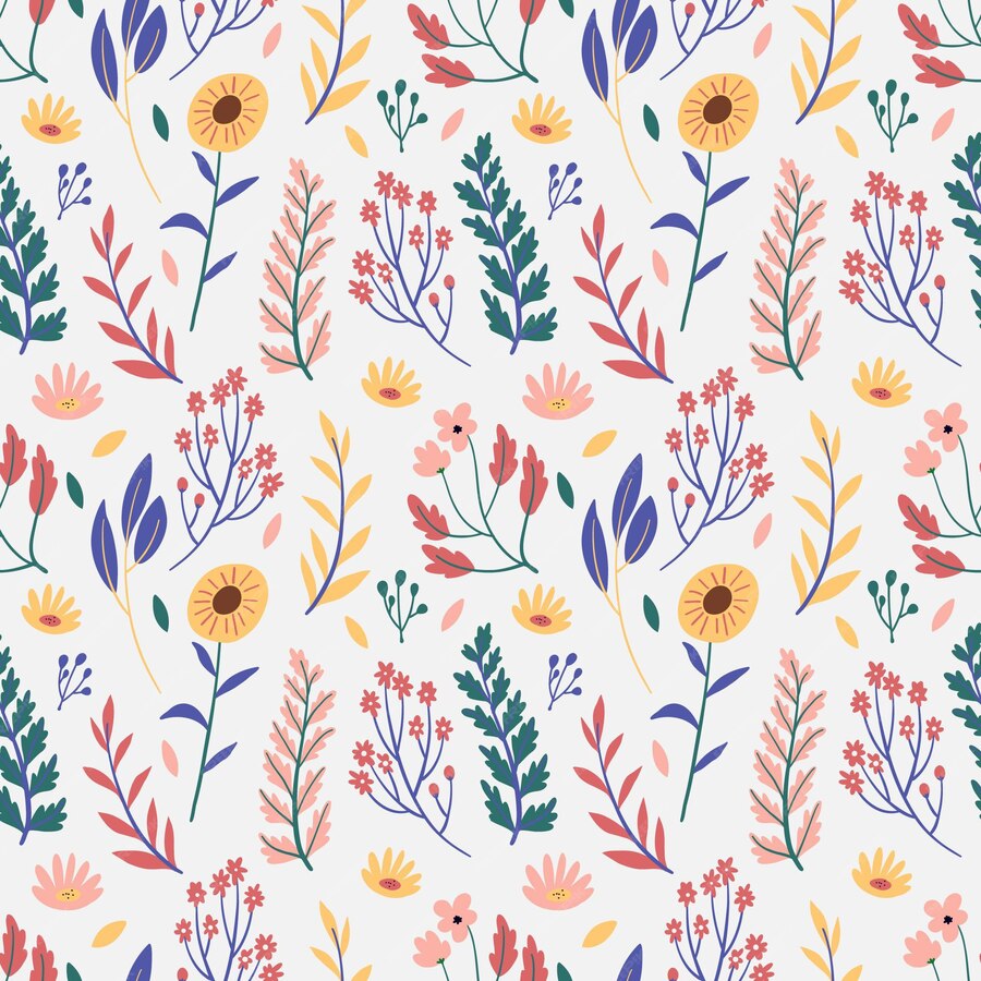 Free Vector Beautiful pressed flowers pattern