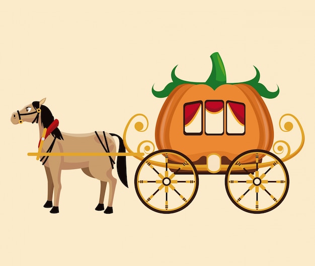 Beautiful Pumpkin Carriage Horse Fantastic Tale 