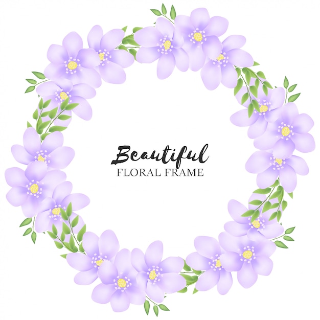 Premium Vector | Beautiful purple floral circle frame