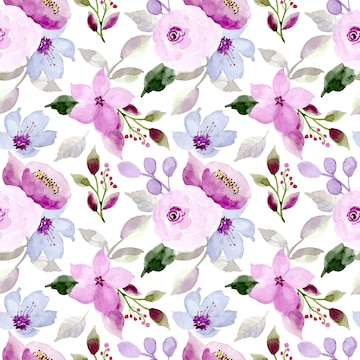 Premium Vector | Beautiful purple floral watercolor pattern