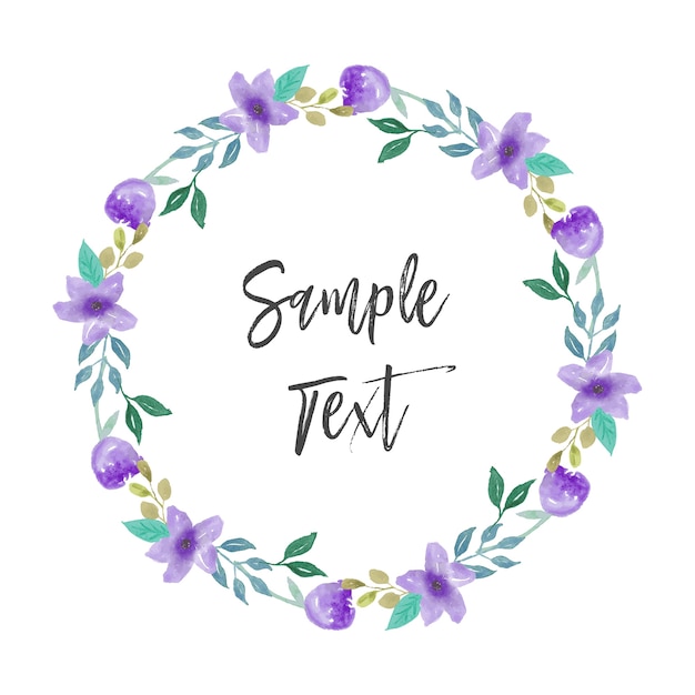 Download Beautiful purple flower watercolor wreath Vector | Premium ...