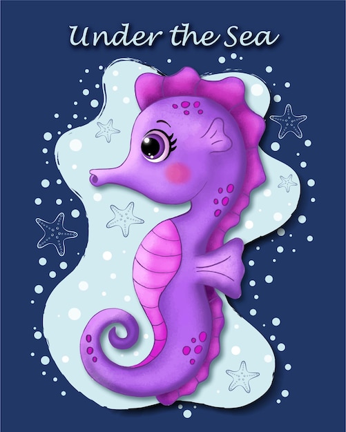 Purple Seahorse Clipart