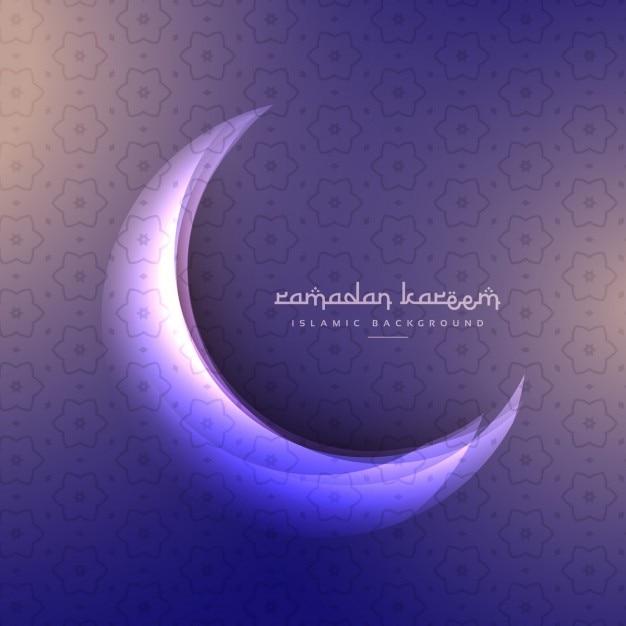 Beautiful ramadan festival moon on purple\
background