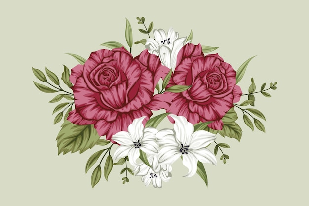 花の美しい赤と白の花束 無料のベクター