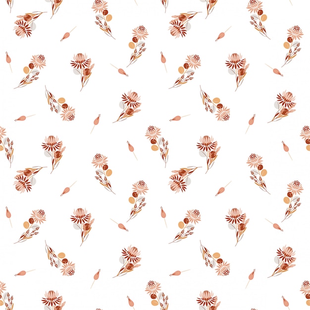 プロテア花の美しいレトロな自由は 花柄と植物のシームレスなパターンです 装飾的なデザイン要素ファッション生地 壁紙 すべての版画のためのランダムな繰り返しデザイン プレミアムベクター
