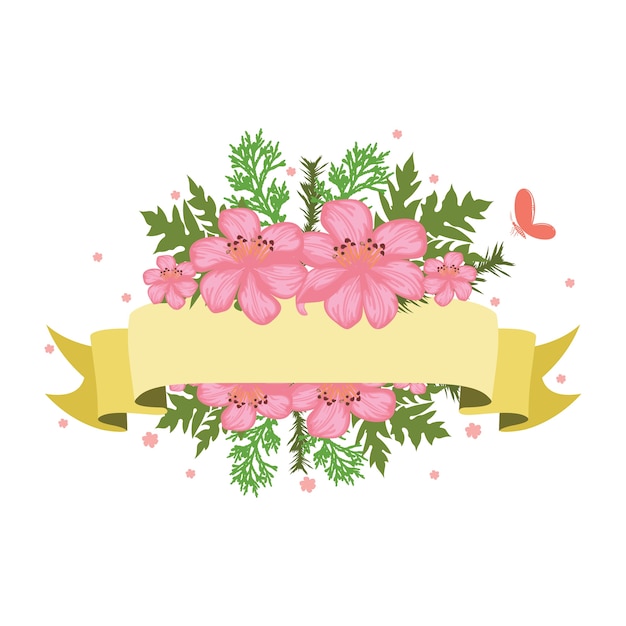 Download Premium Vector | Beautiful ribbon banner floral flower wedding decorative