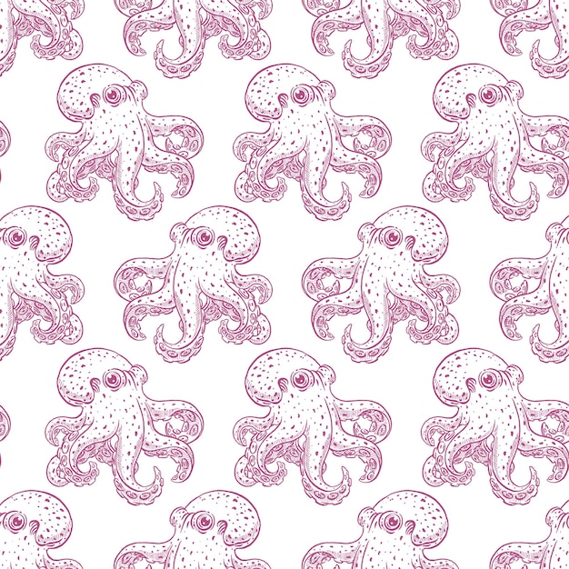 Premium Vector | Beautiful seamless background of cute octopuses. hand ...