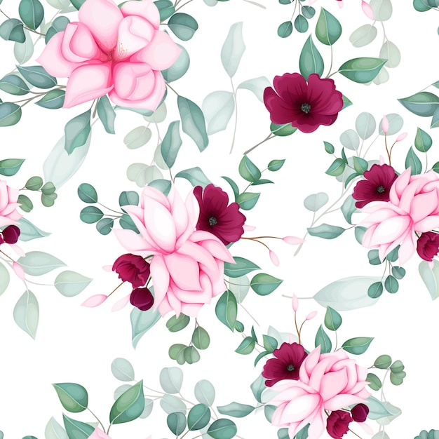Free Vector | Beautiful seamless pattern floral design