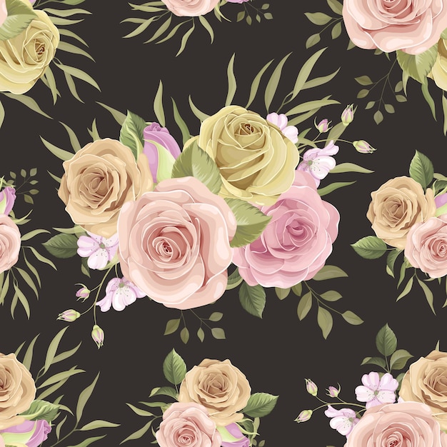 Premium Vector | Beautiful seamless pattern with colorful roses