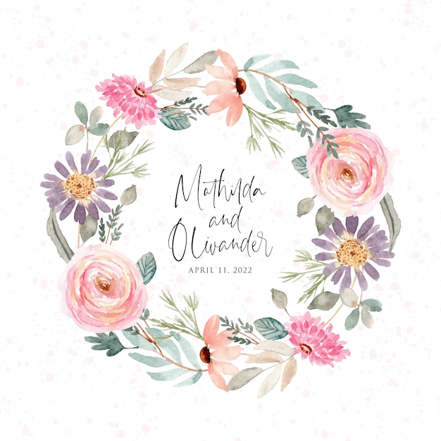 Download Beautiful soft watercolor floral wreath | Premium Vector