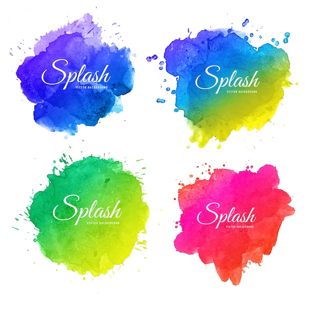 Download Beautiful soft watercolor splash set design | Premium Vector